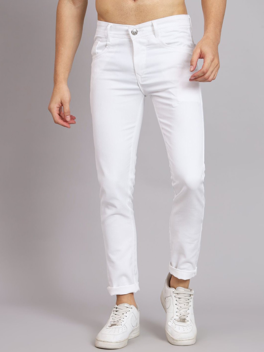 

LINARIA Men Classic Slim Fit Stretchable Jeans, White