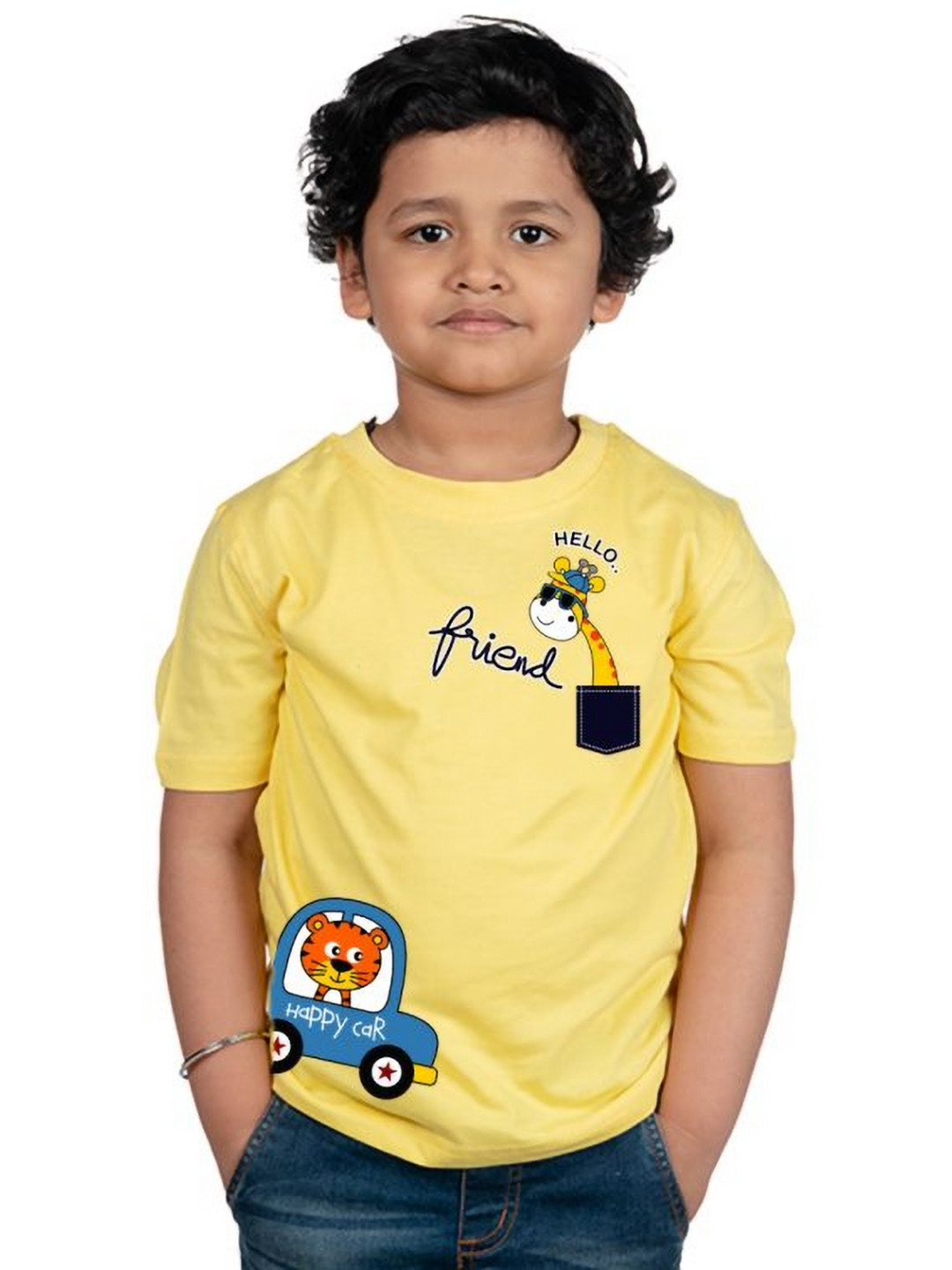 

Chombooka Kids Printed Applique T-shirt, Yellow