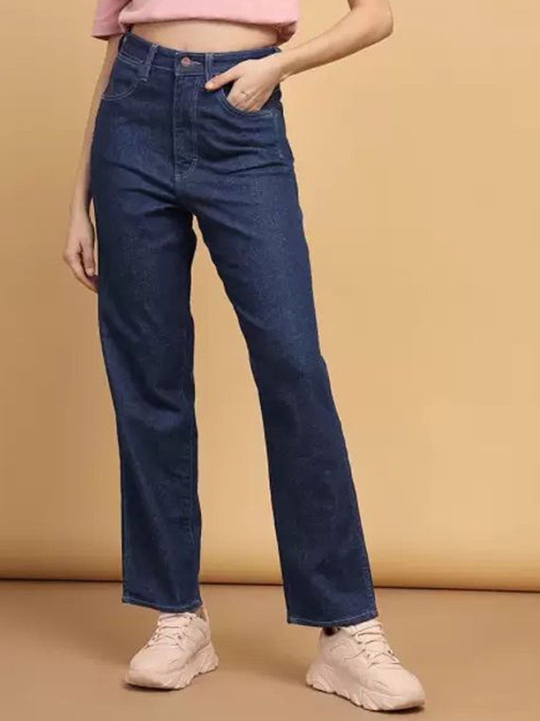 

LINARIA Women Classic Regular Fit Clean Look Cotton Jeans, Blue