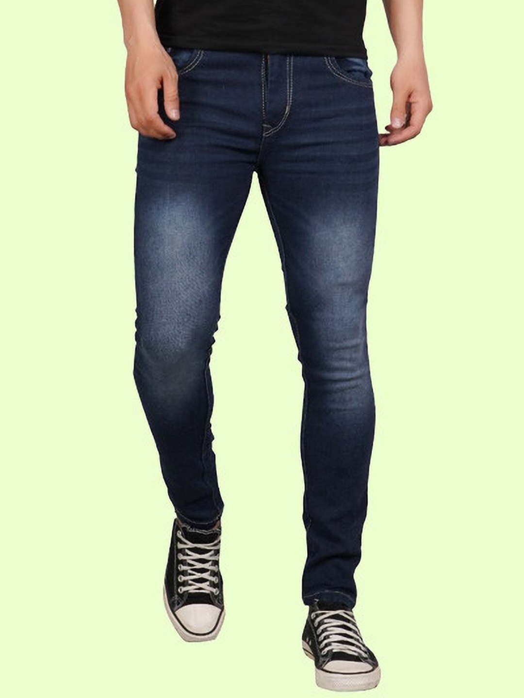 

LINARIA Men Classic Slim Fit Low Distress Heavy Fade Jeans, Blue