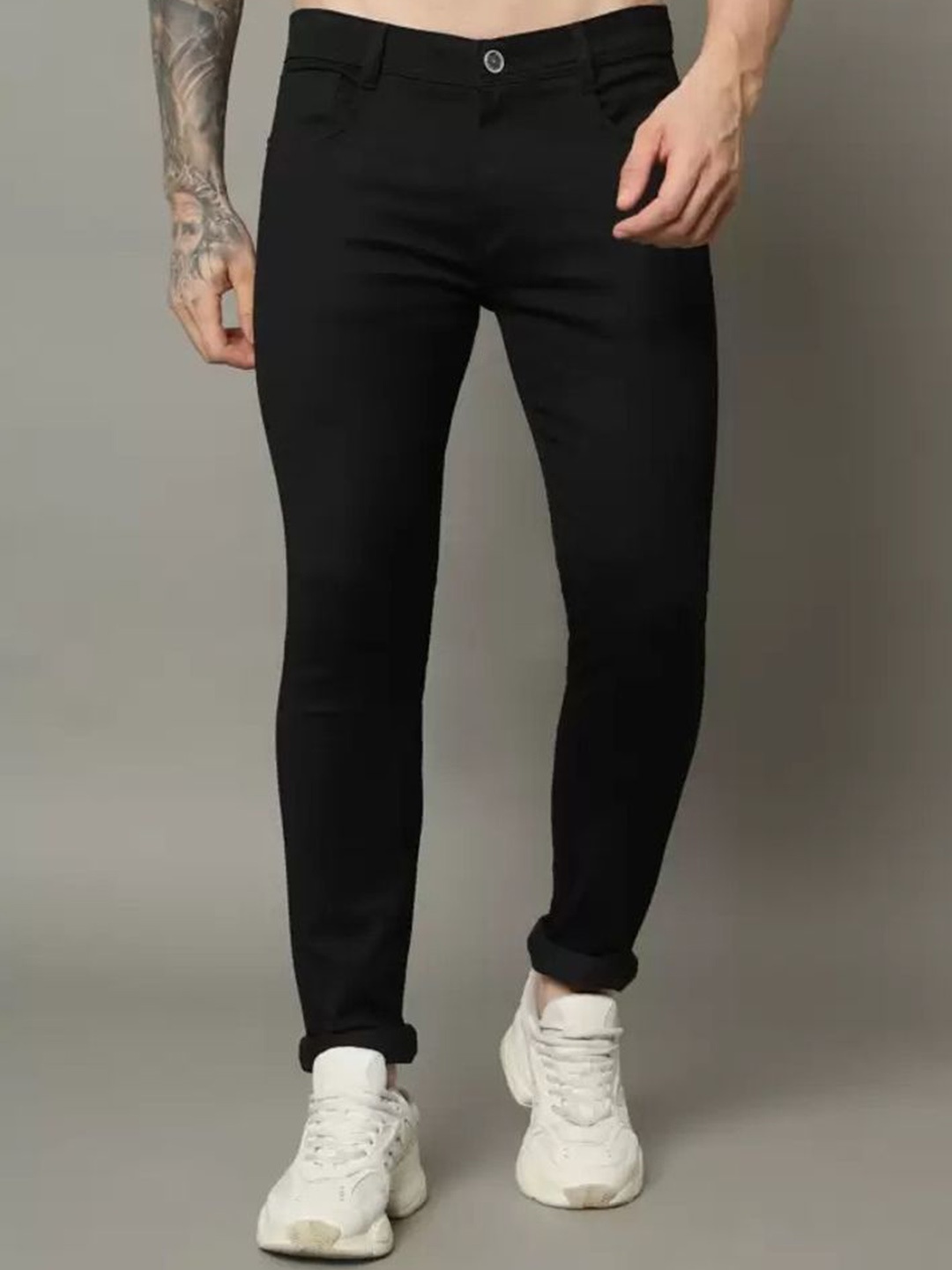 

LINARIA Men Classic Stretchable Mid-Rise Jeans, Black
