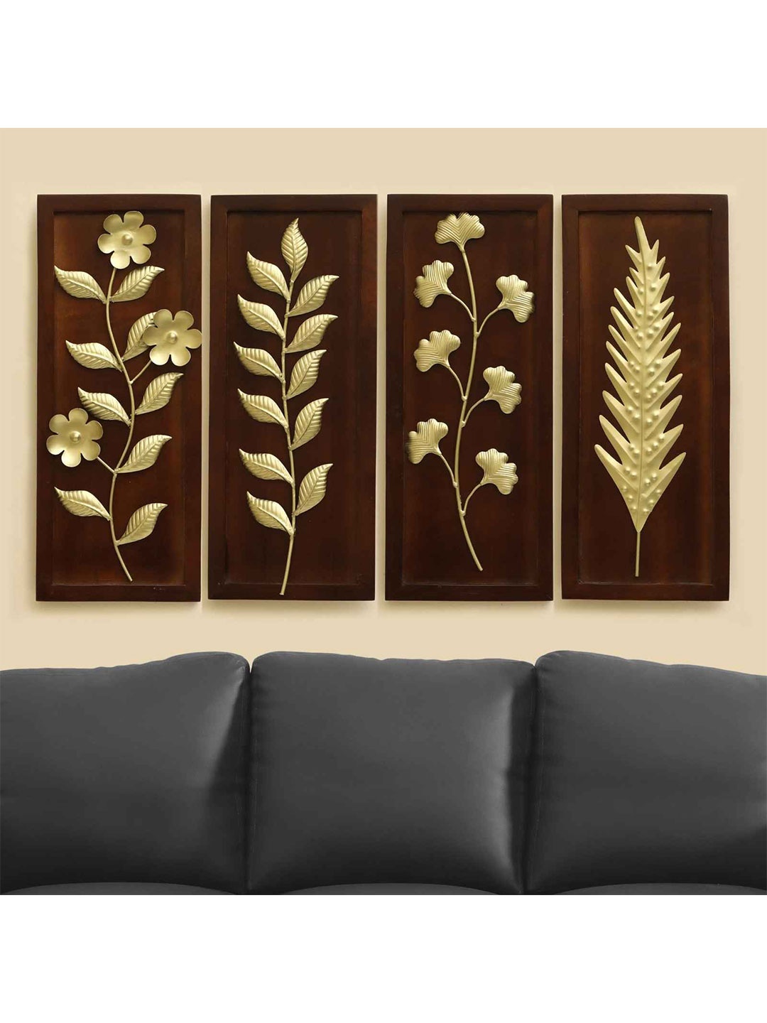 

vedas Mystical India Brown 4 Pieces W-Oliver Evan Austin Harper Leaf Wall Decors