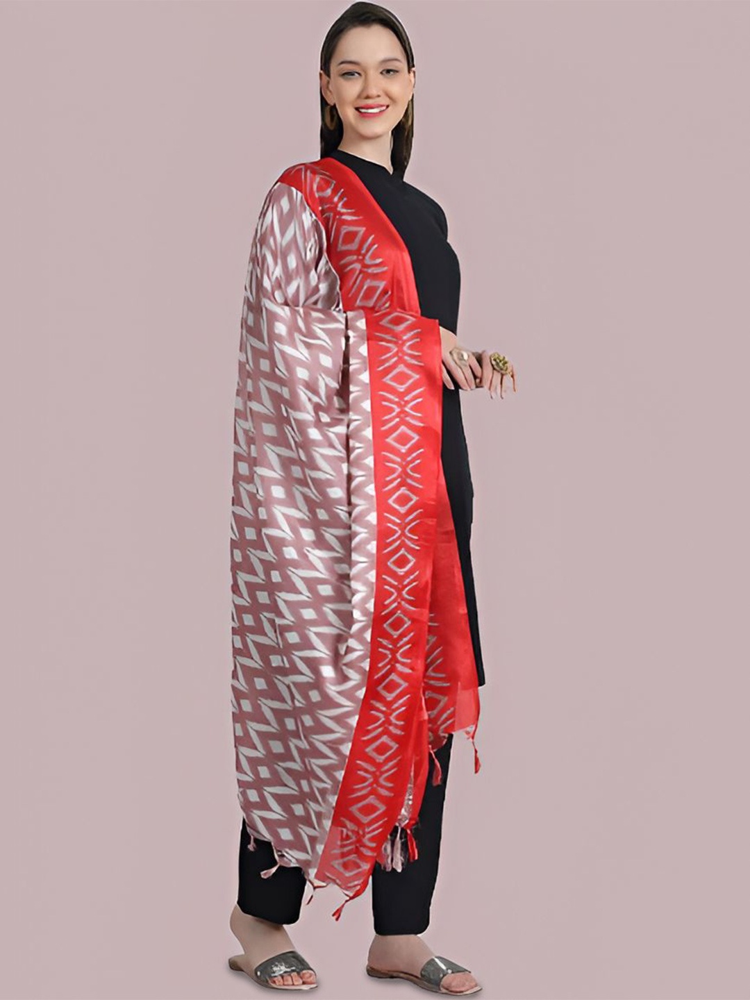 

LOOM LEGACY Ikkat Printed Dupatta, Mauve
