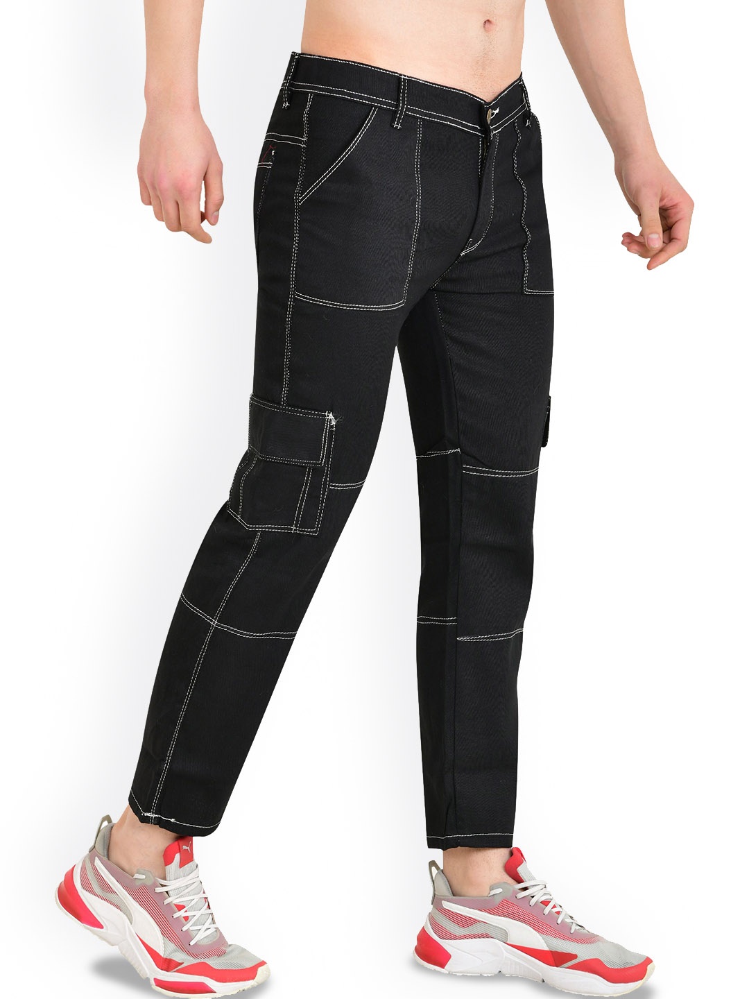 

LINARIA Men Classic Slim Fit Cargo Styles Jeans, Black