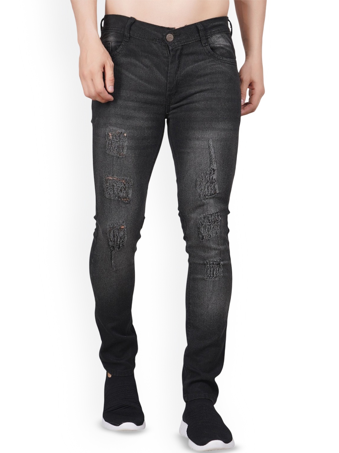 

LINARIA Men Classic Skinny Fit Mildly Distressed Jeans, Grey