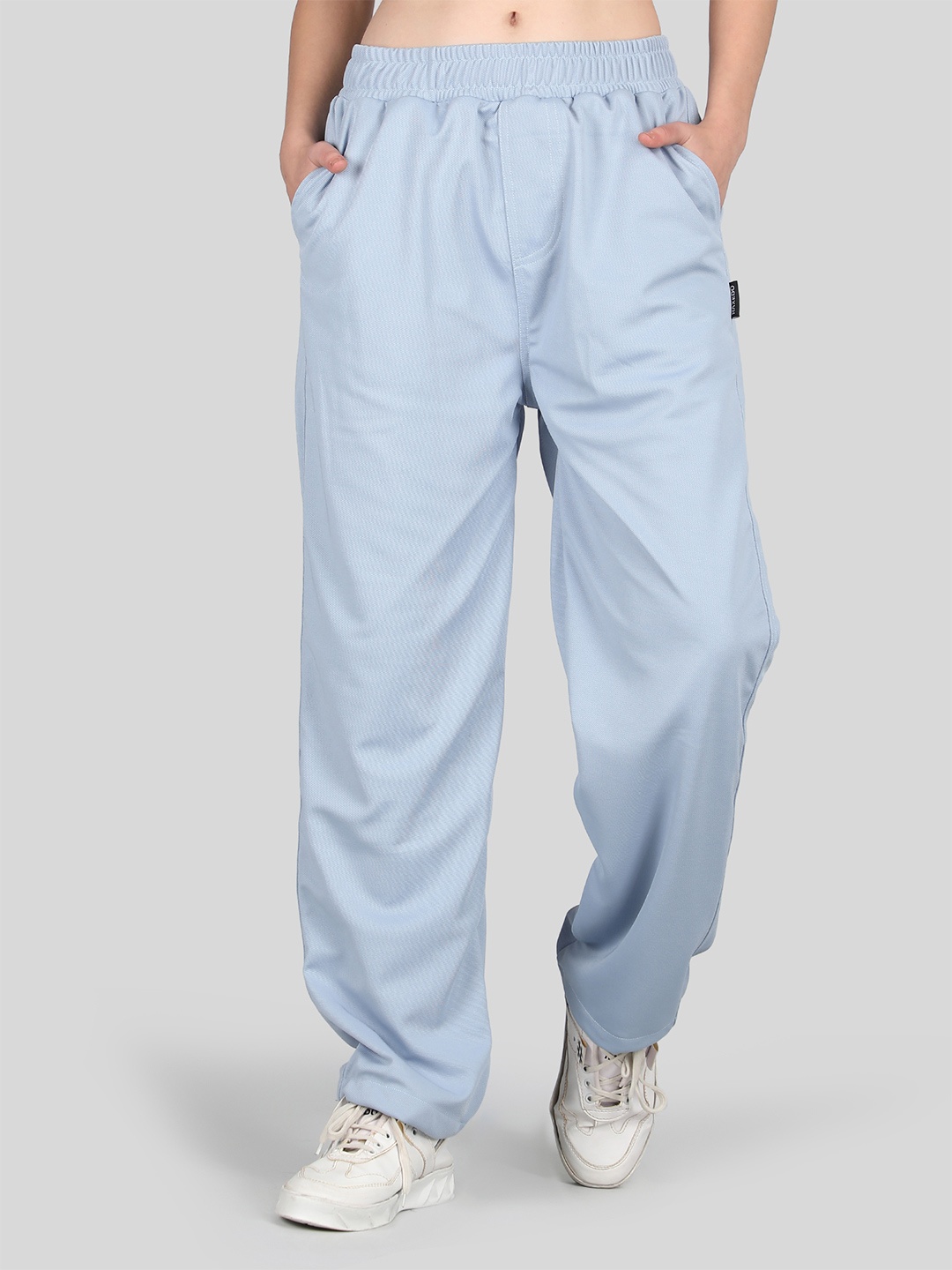 

Raxedo Women Baggy Fit Mid Rise Track Pants, Blue