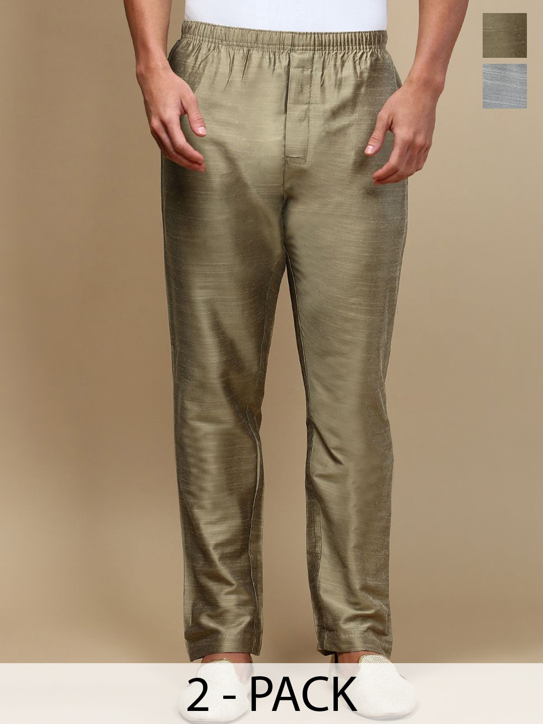 

WHITE HEART Men Pack Of 2 Mid-Rise Pyjamas, Gold
