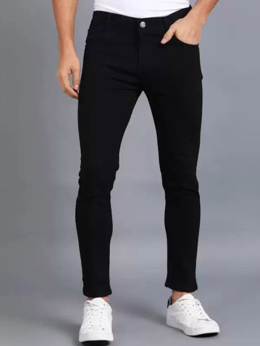 

LINARIA Men Classic Slim Fit Mid-Rise Clean Look Stretchable Jeans, Black