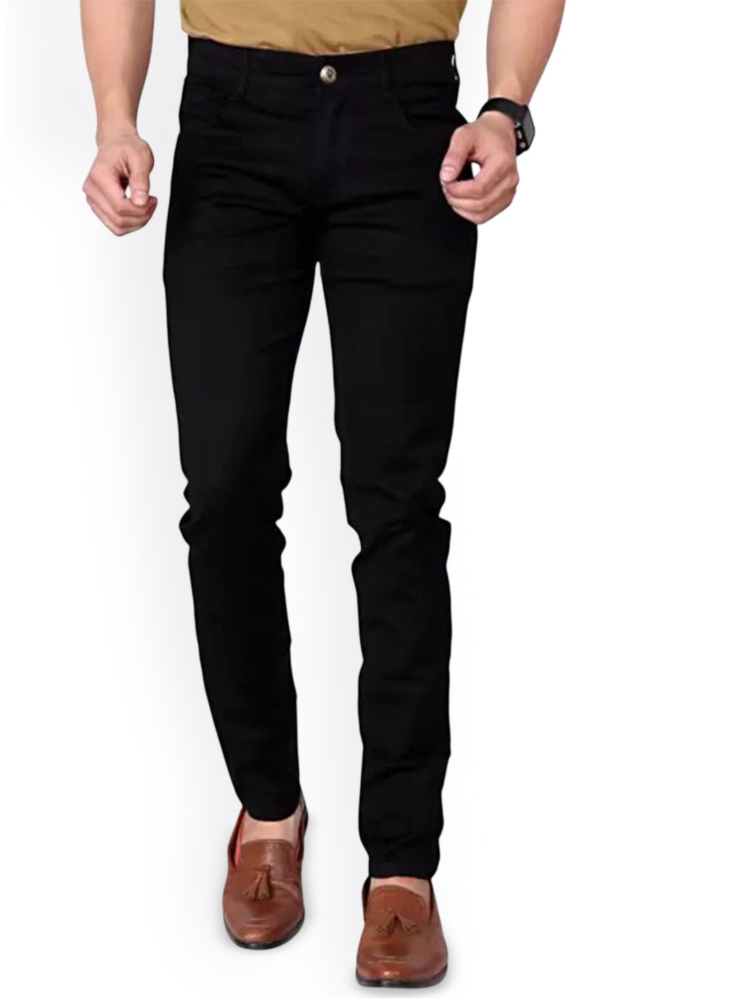 

LINARIA Men Classic Slim Fit Stretchable Jeans, Black