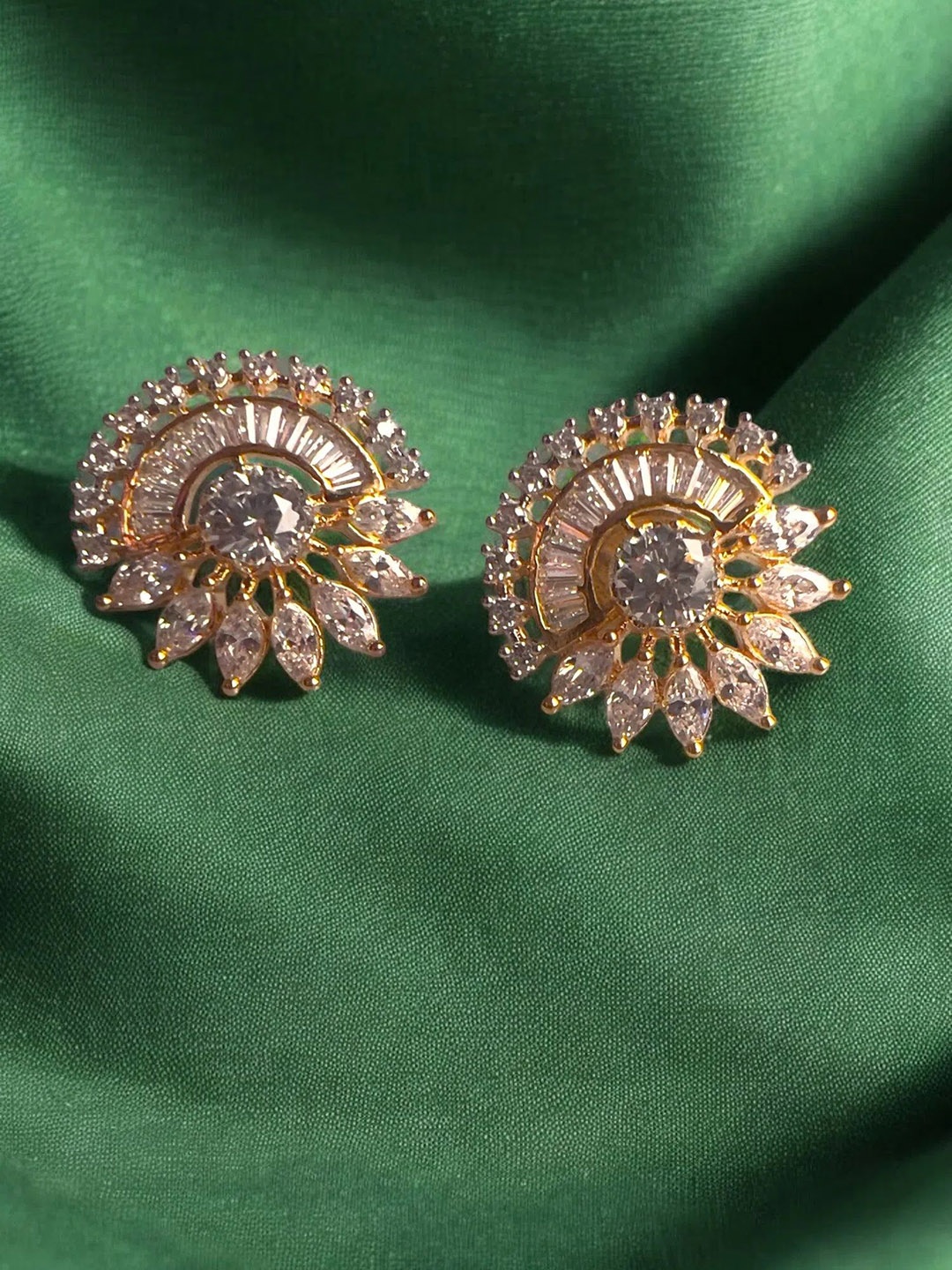 

VOGUE BY RITU Artificial Stones Studded Contemporary Studs, Gold