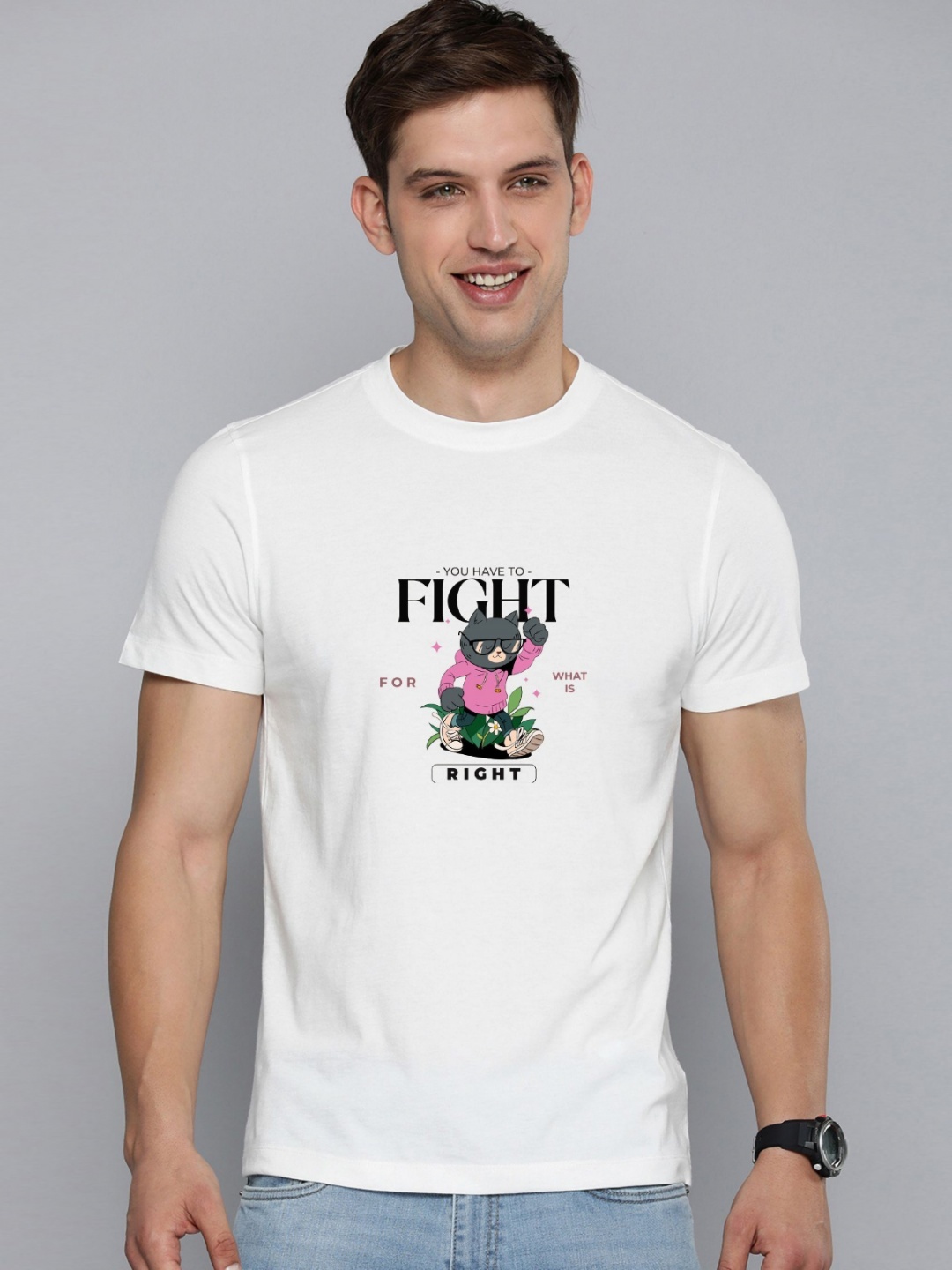 

Enciger Men Printed Applique T-shirt, White