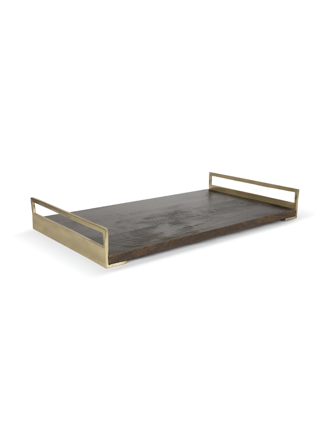 

IAAH Gold-Toned Aluminium & Wooden Serving Tray