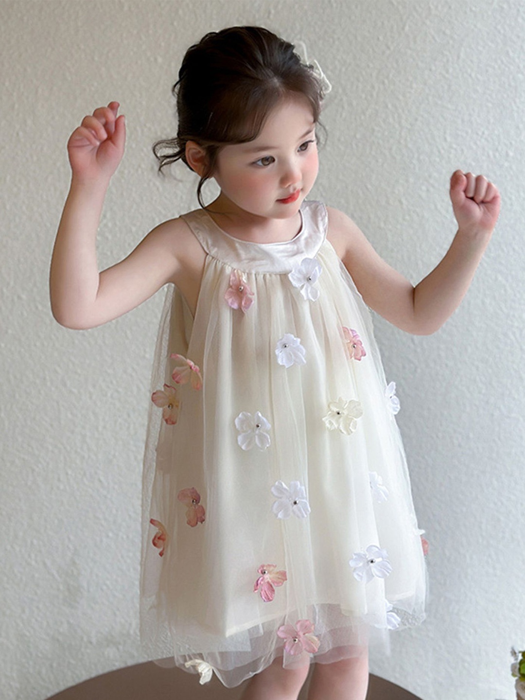 

LULU & SKY Girls Floral Printed A-Line Dress, White