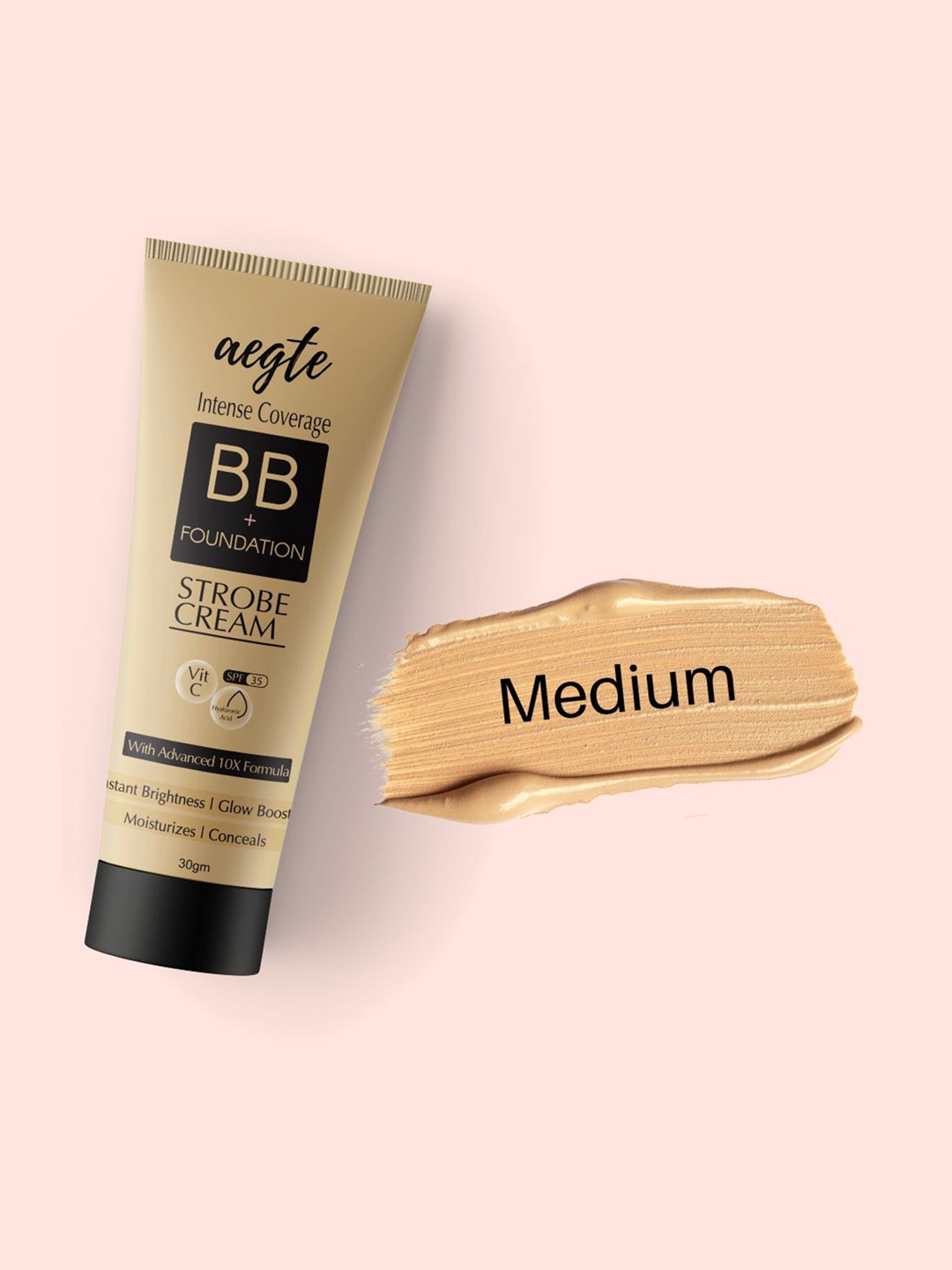 

Aegte Intense Coverage BB+ Foundation SPF 35 Strobe Cream 30 gm - Medium, Beige