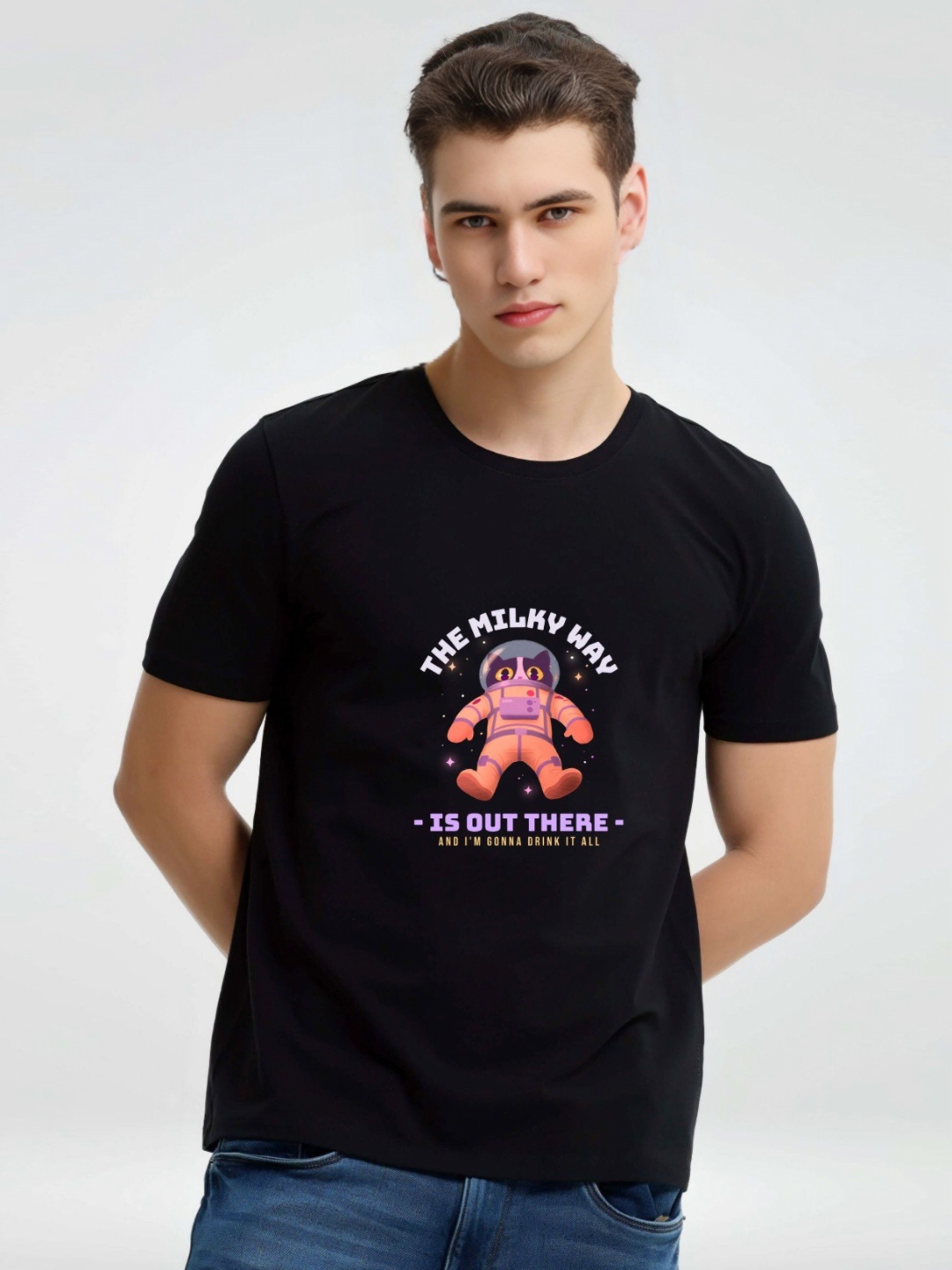 

Enciger Men Printed Applique T-shirt, Black