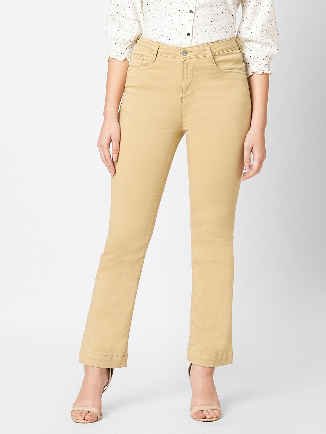 

Kraus Jeans Women Flared High-Rise Jeans, Beige