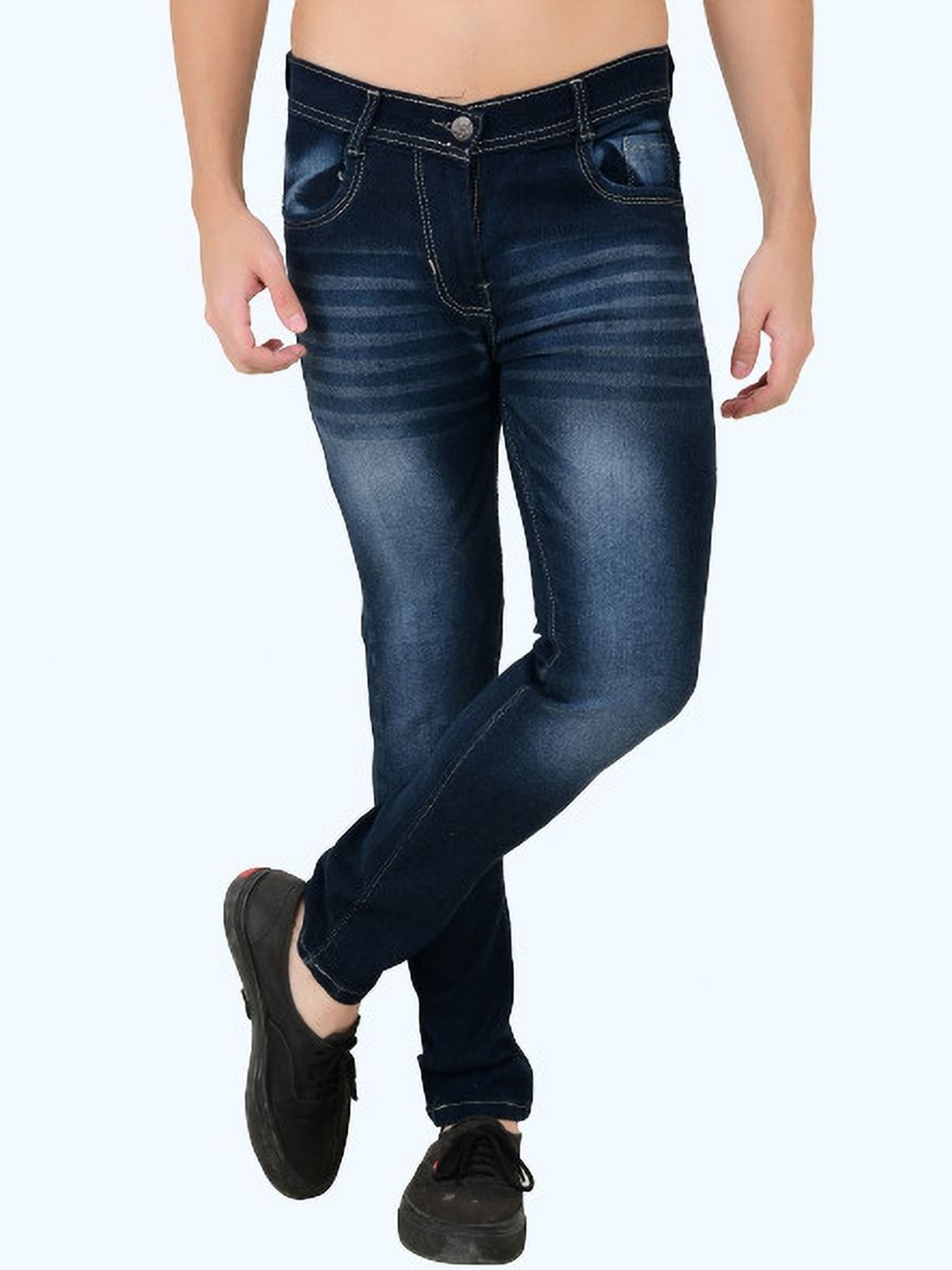 

LINARIA Men Classic Slim Fit Heavy Fade Jeans, Blue