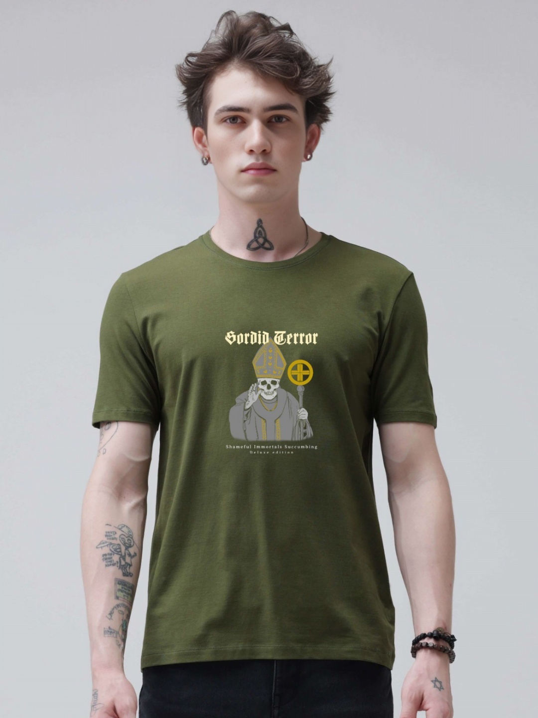 

Enciger Men Printed Applique T-shirt, Olive