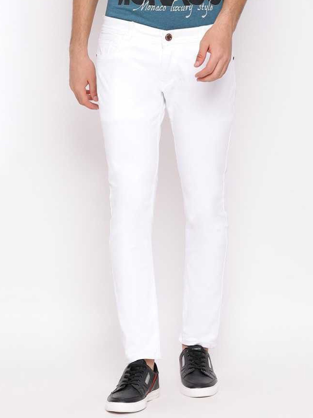 

LINARIA Men Classic Slim Fit Low Distress Jeans, White