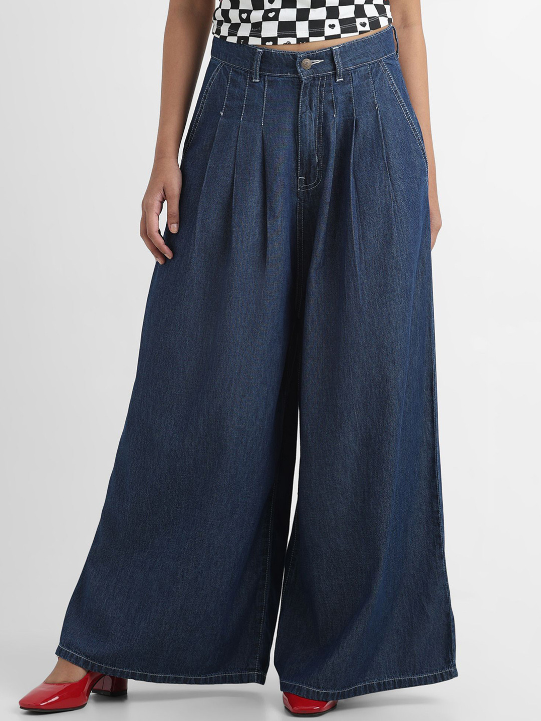 

YUVAKAA Women Wide Leg Jeans, Blue