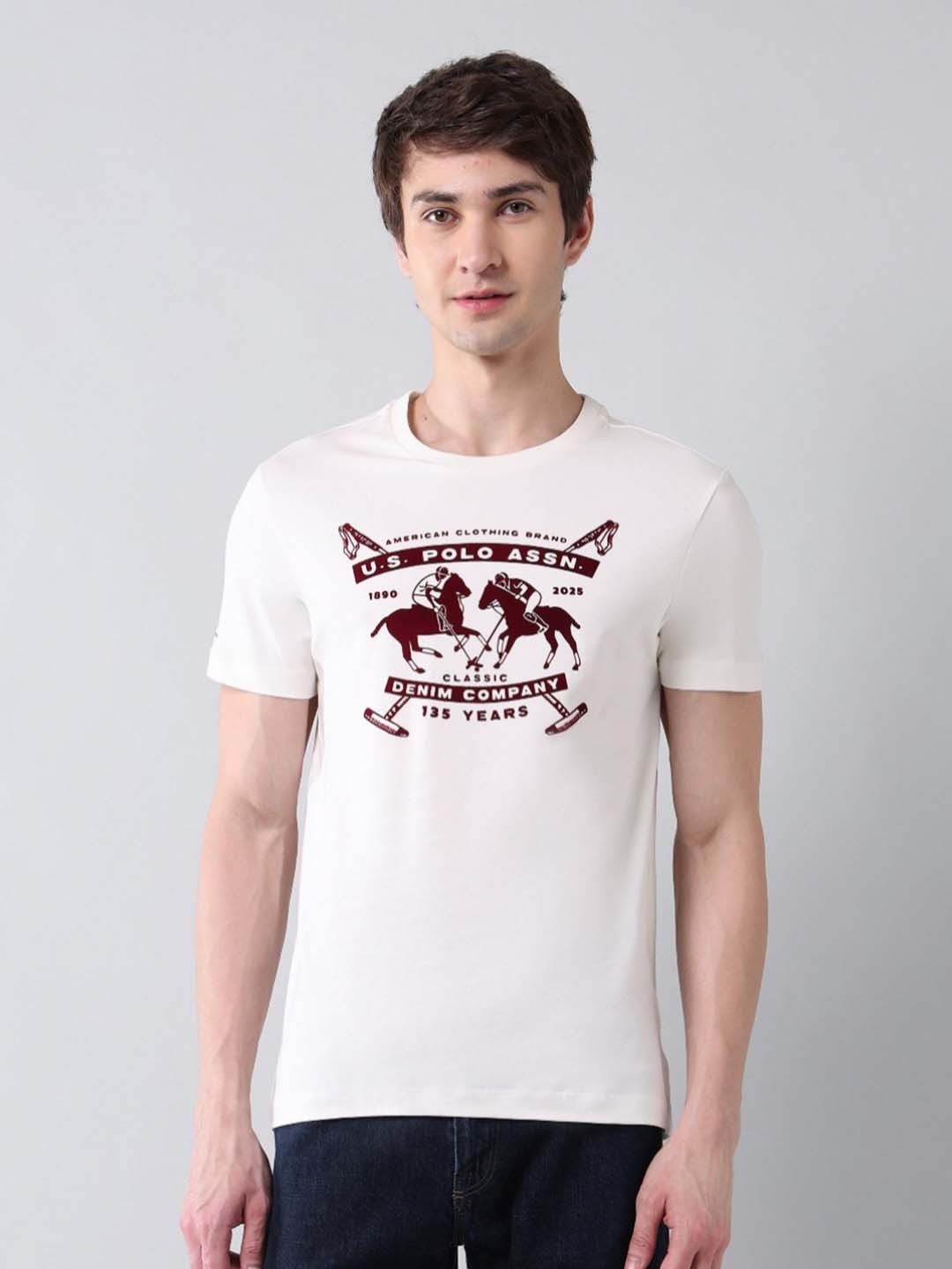 

U.S. Polo Assn. Denim Co. Men Brand Logo Printed T-shirt, White