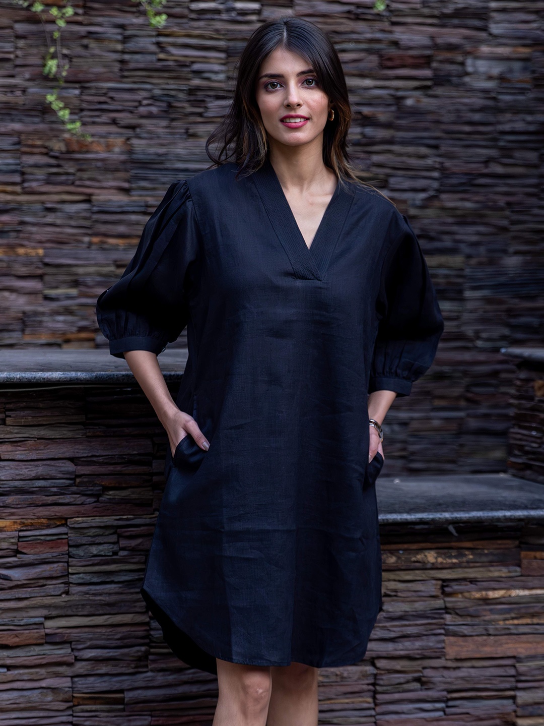 

INAAYA JAIPUR Women A-Line Dress, Black