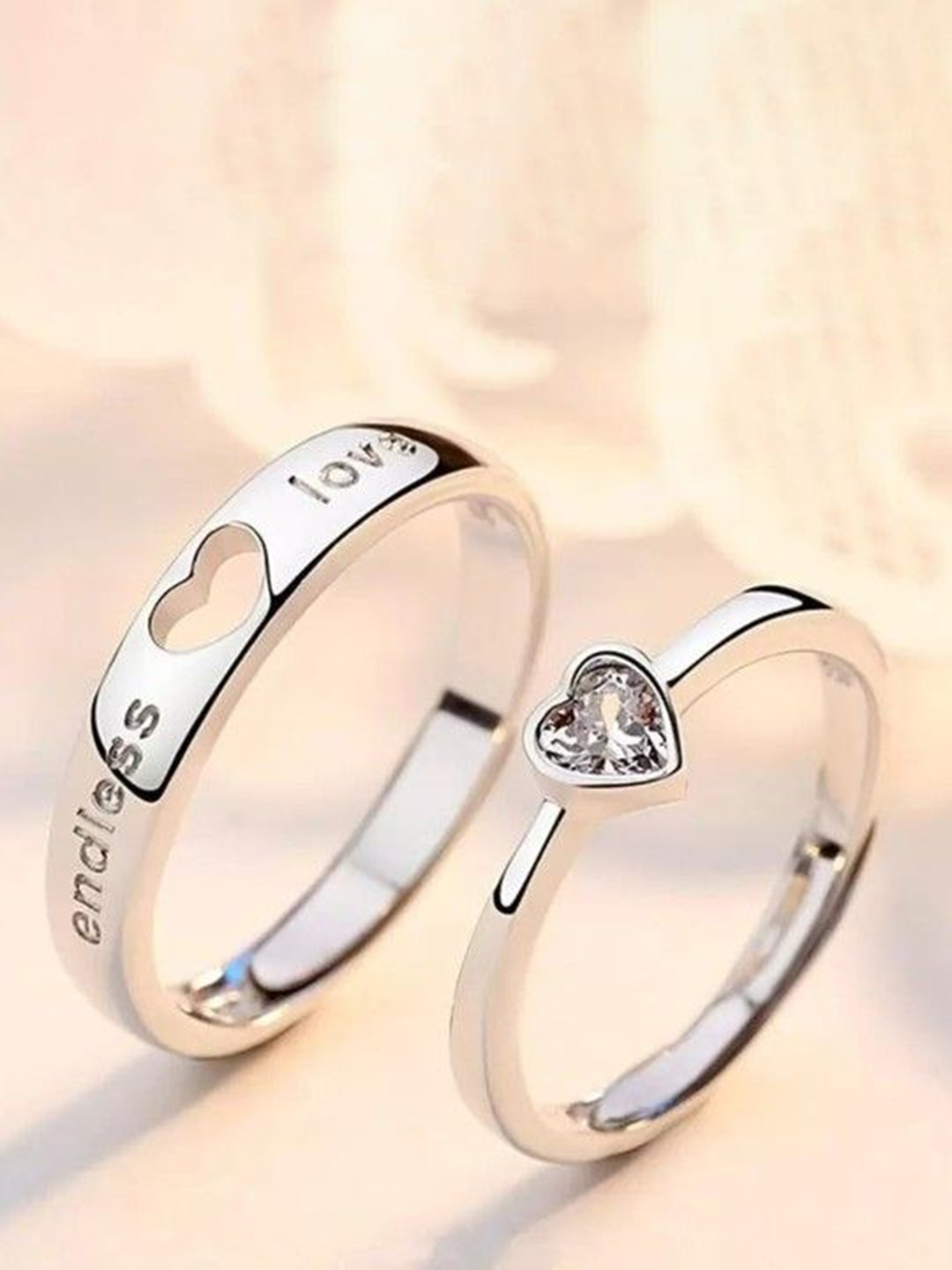 

AGARWALPRODUCT Set Of 2 Silver Plated Couple Finger Rings Adjustable Ring