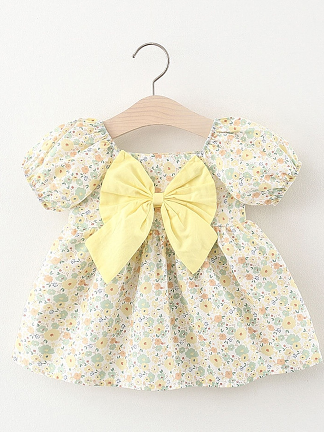 

LULU & SKY Floral Print Puff Sleeves Fit & Flare Dress, Yellow
