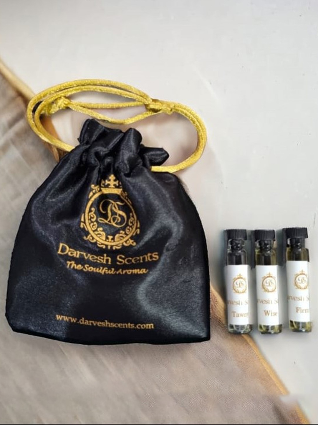 

Darvesh Scents Set Of 3 Tawny, Wise & Firm Alcohol Free Attar - 3 ml Each, Gold