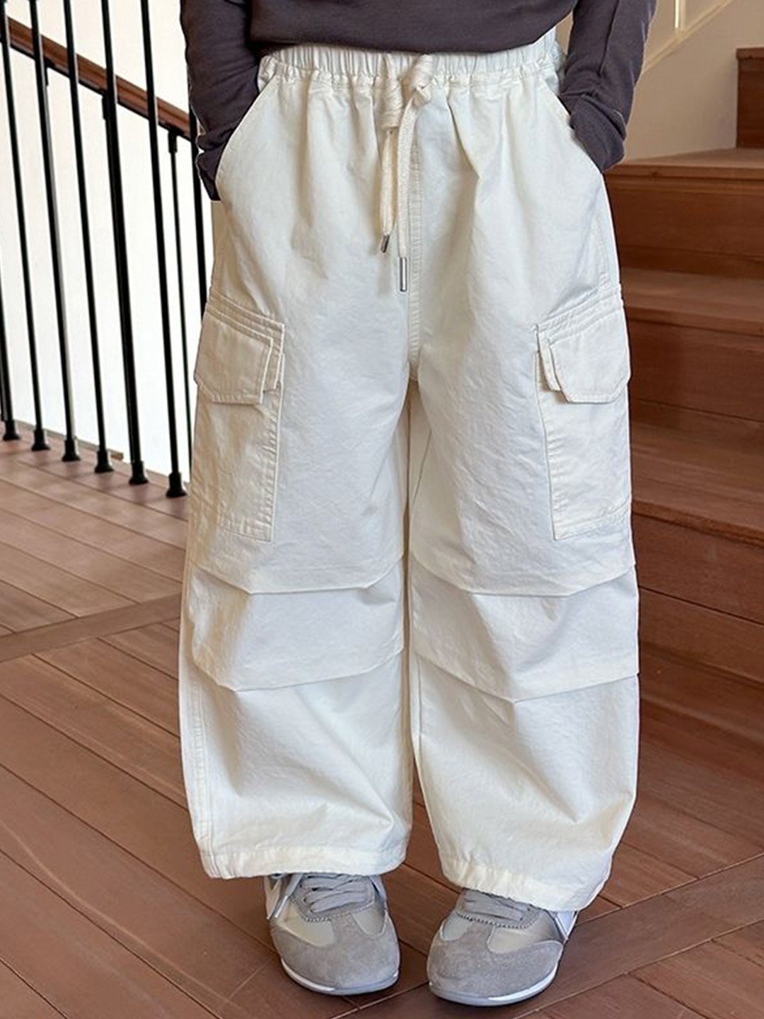 

LULU & SKY Girls Wide Leg Cotton High-Rise Mildly Distressed Jeans, White