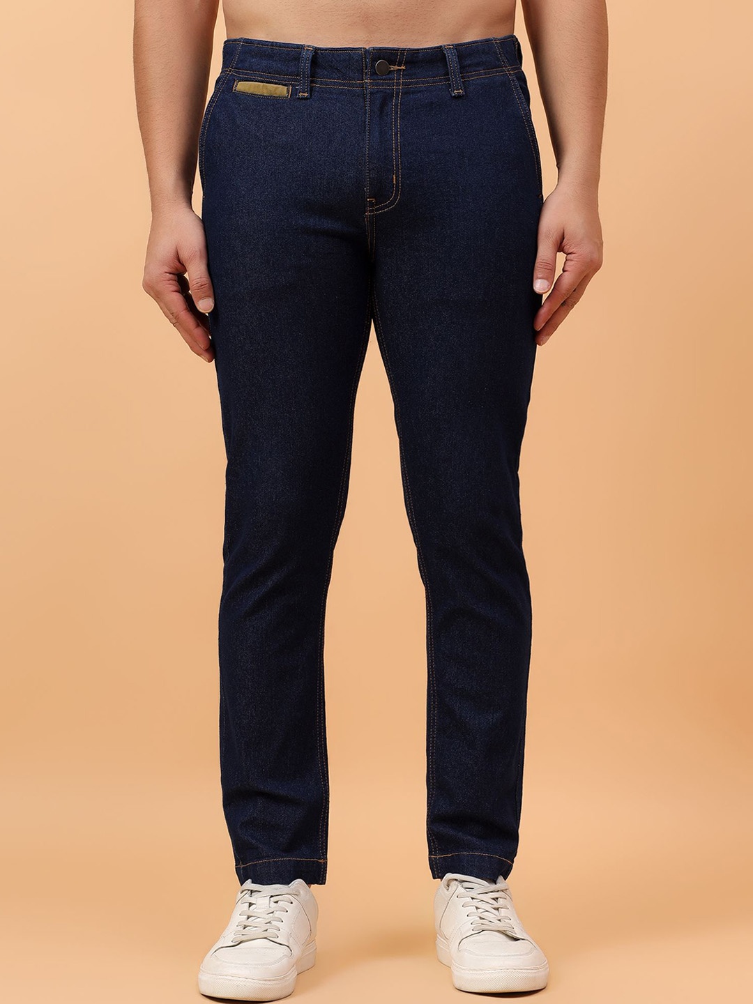 

Mast & Harbour Men Carrot Slim Fit Stretchable Jeans, Navy blue