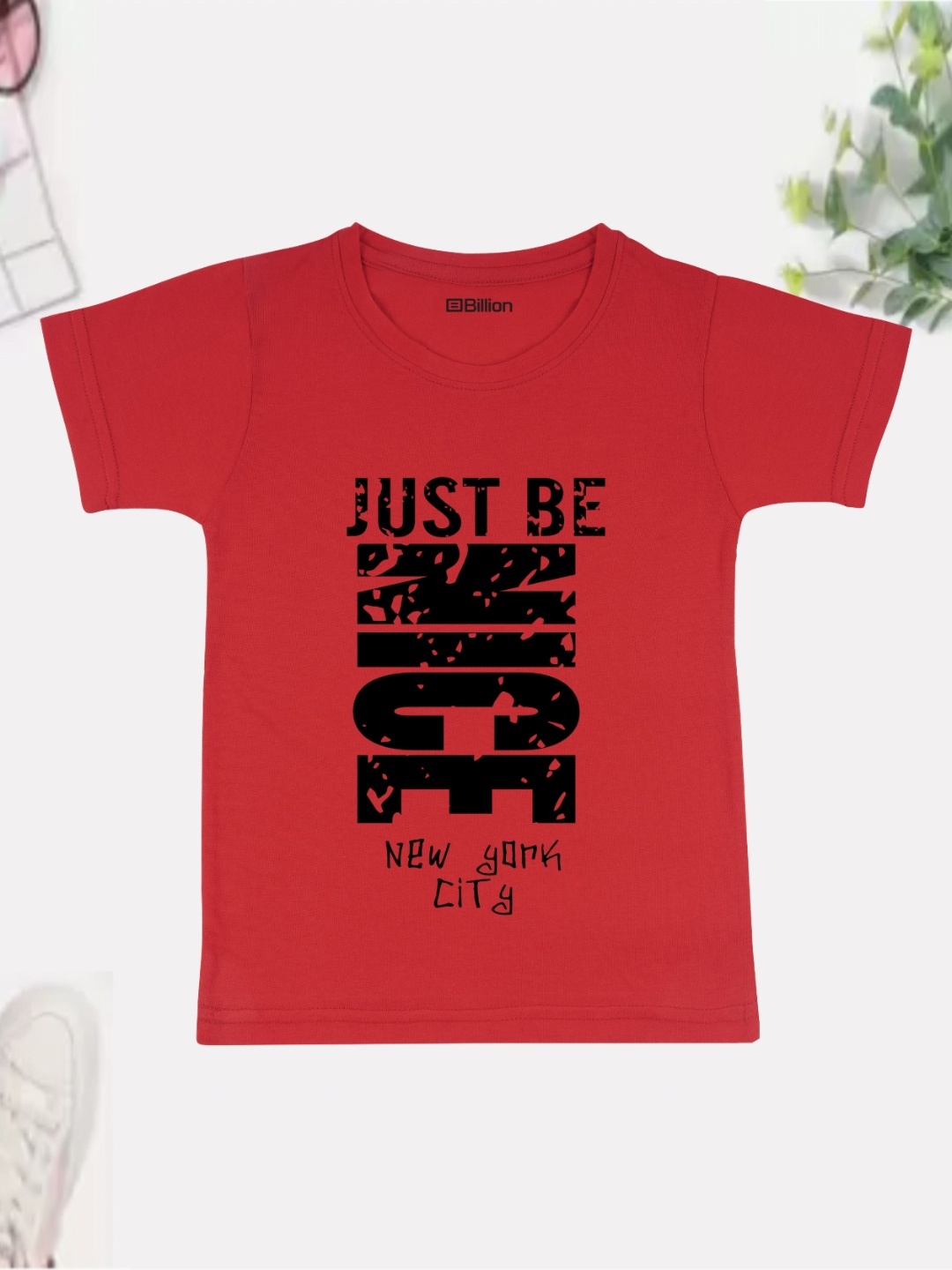 

Billion Boys Printed Bio Finish Applique T-shirt, Red