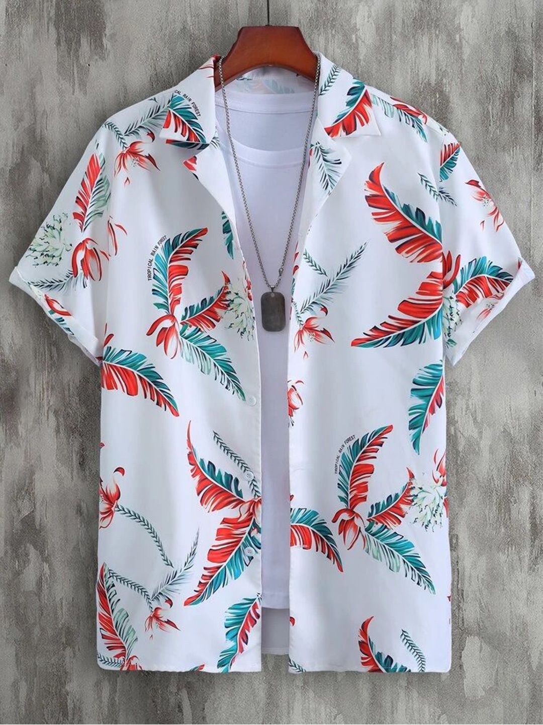 

Metronaut Men Cuban Collar Floral Printed Elastane Casual Shirt, White