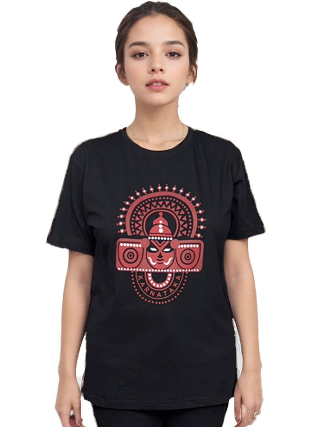 

MAATIR DESIGNS Print Cotton Top, Black