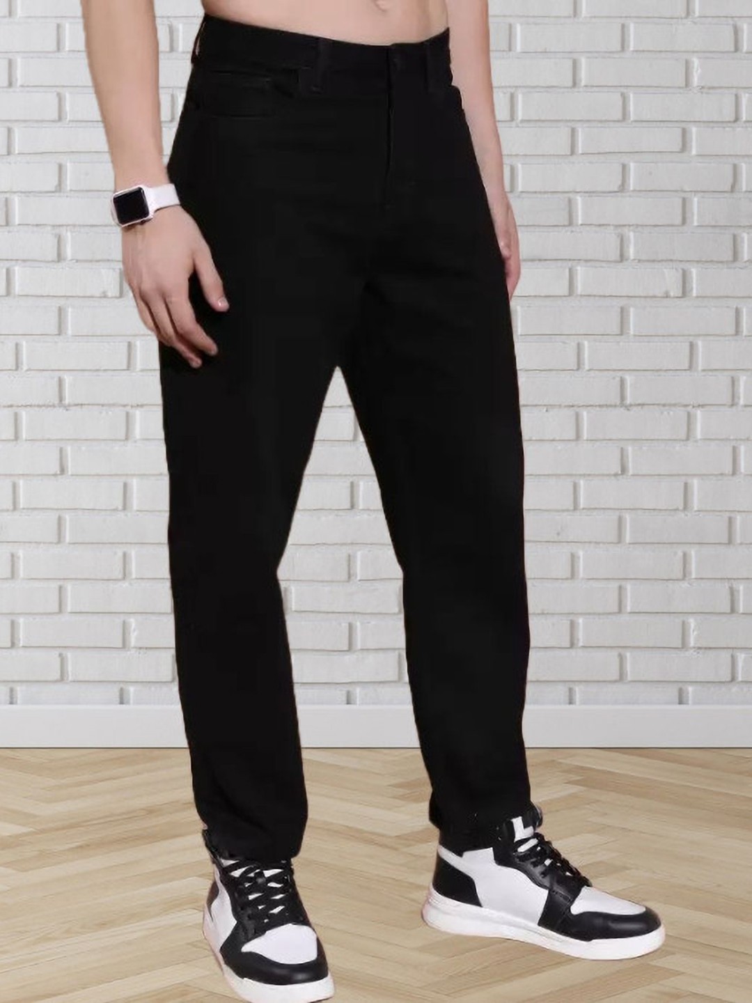 

LINARIA Men Cotton Classic Relaxed Fit Stretchable Jeans, Black