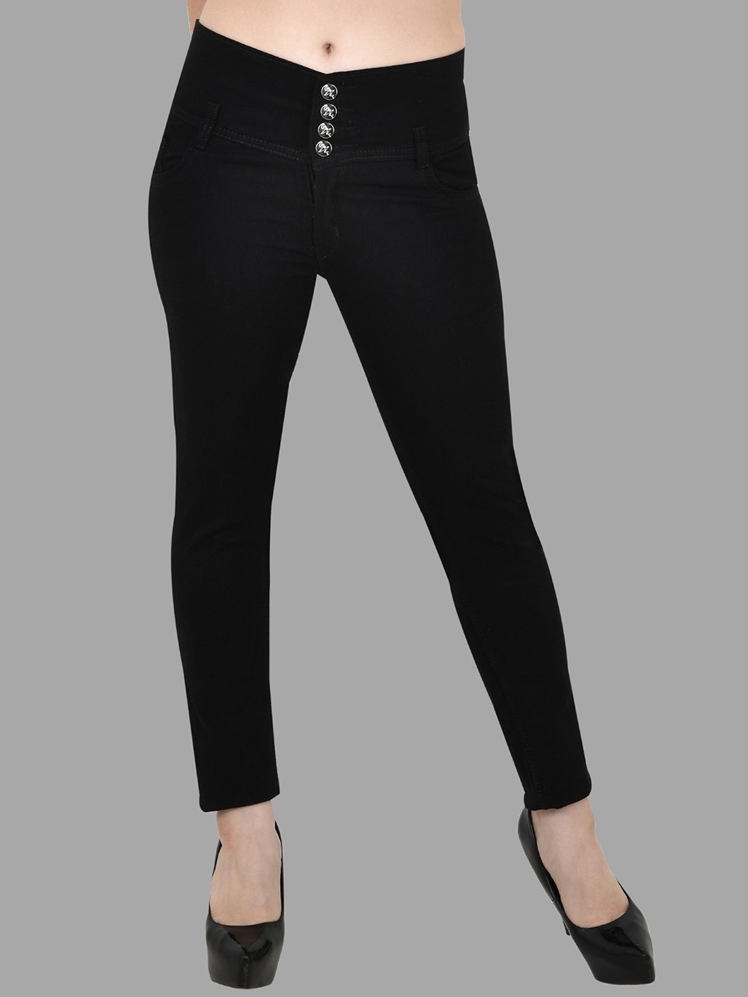 

LINARIA Women Classic Skinny Fit Mid-Rise Jeans, Black