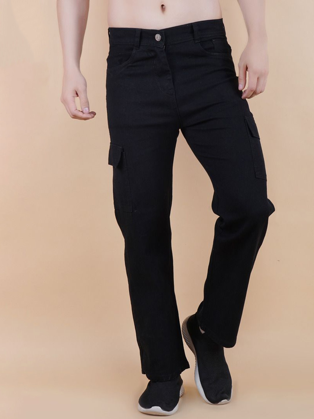 

LINARIA Men Classic Boyfriend Fit Stretchable Cargo Styles Jeans, Black