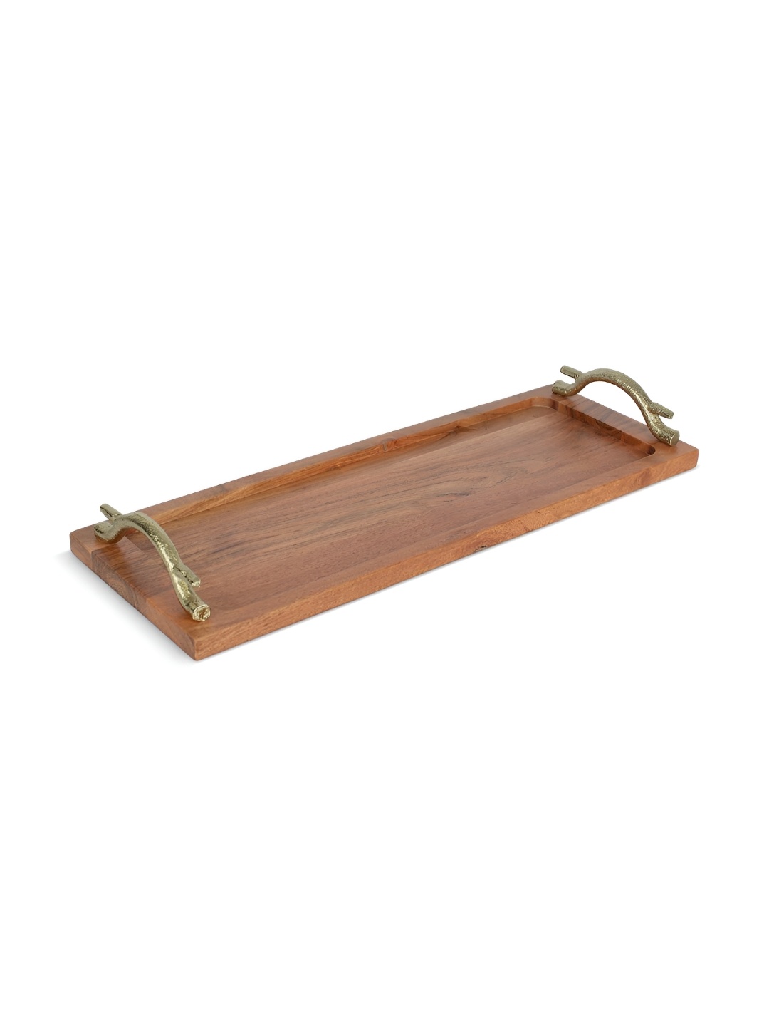 

IAAH Vine Gold-Toned & Brown Metal Wooden Serving Tray