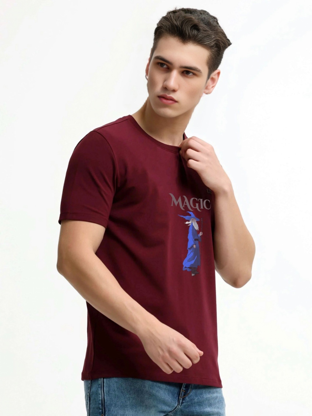 

Enciger Men Printed Applique T-shirt, Maroon