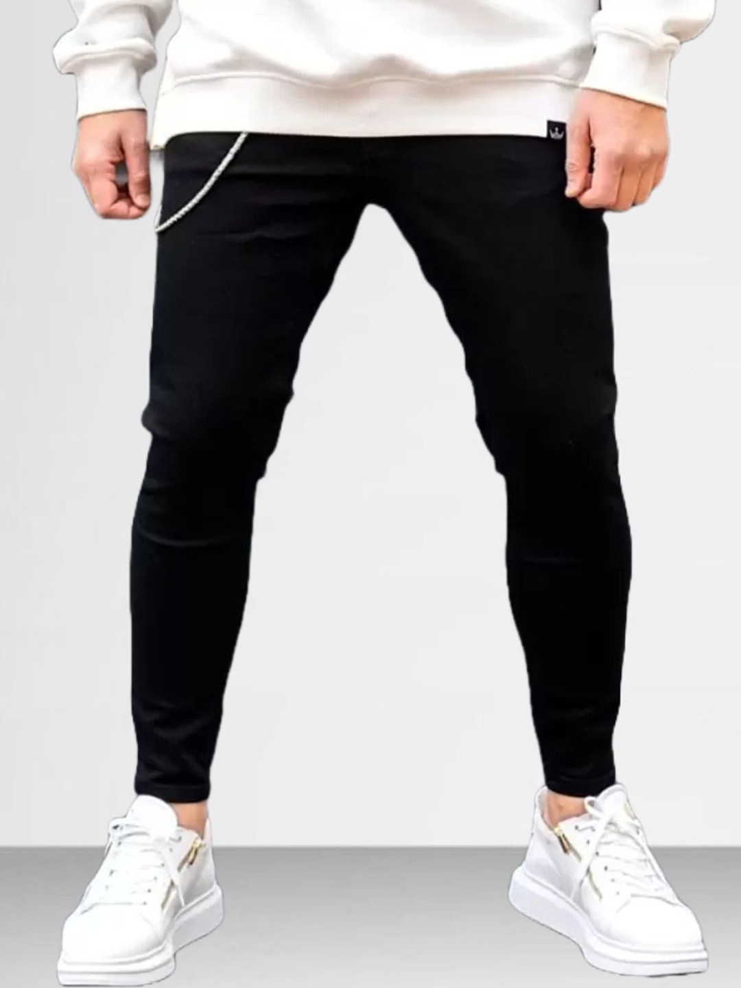 

LINARIA Men Classic Tapered Fit Stretchable Jeans, Black