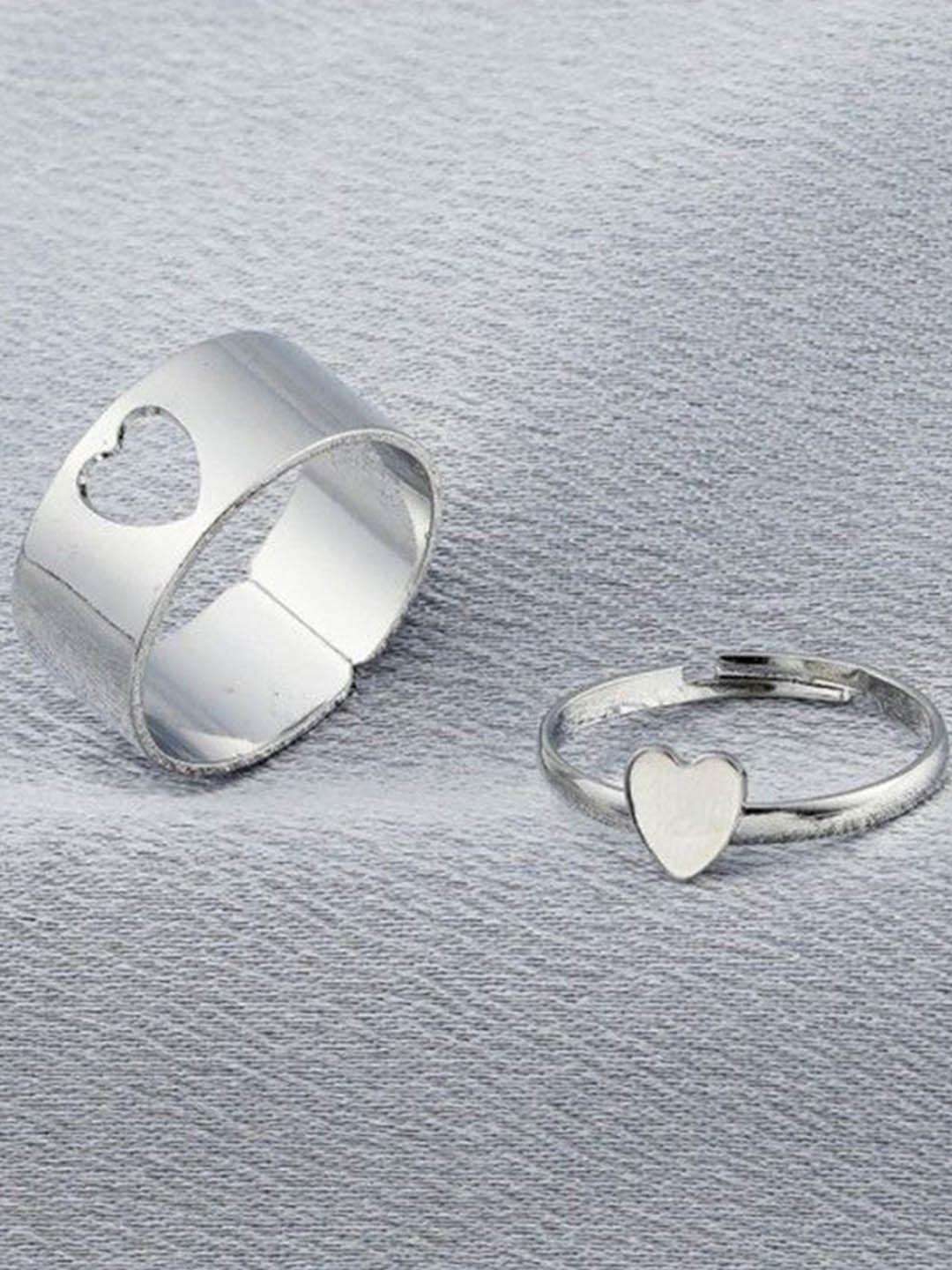 

AGARWALPRODUCT Set Of 2 Sterling Silver Plated Love Couple Finger Rings