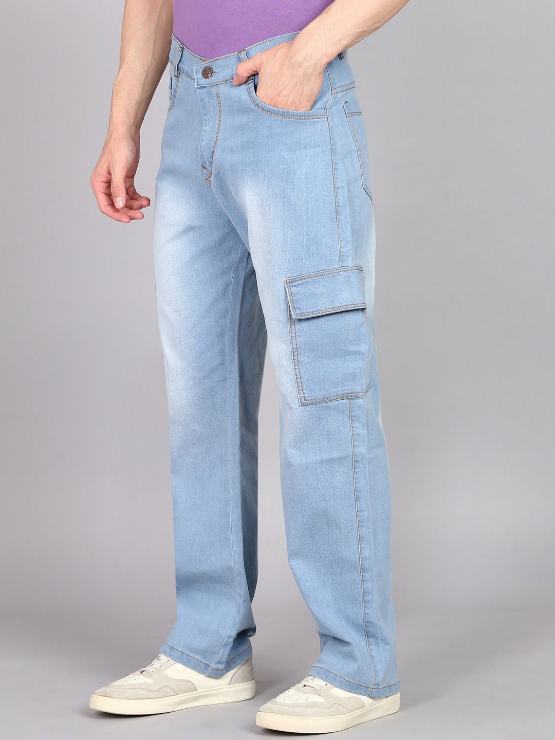 

LINARIA Men Cotton Boyfriend Fit Light Fade Jeans, Blue