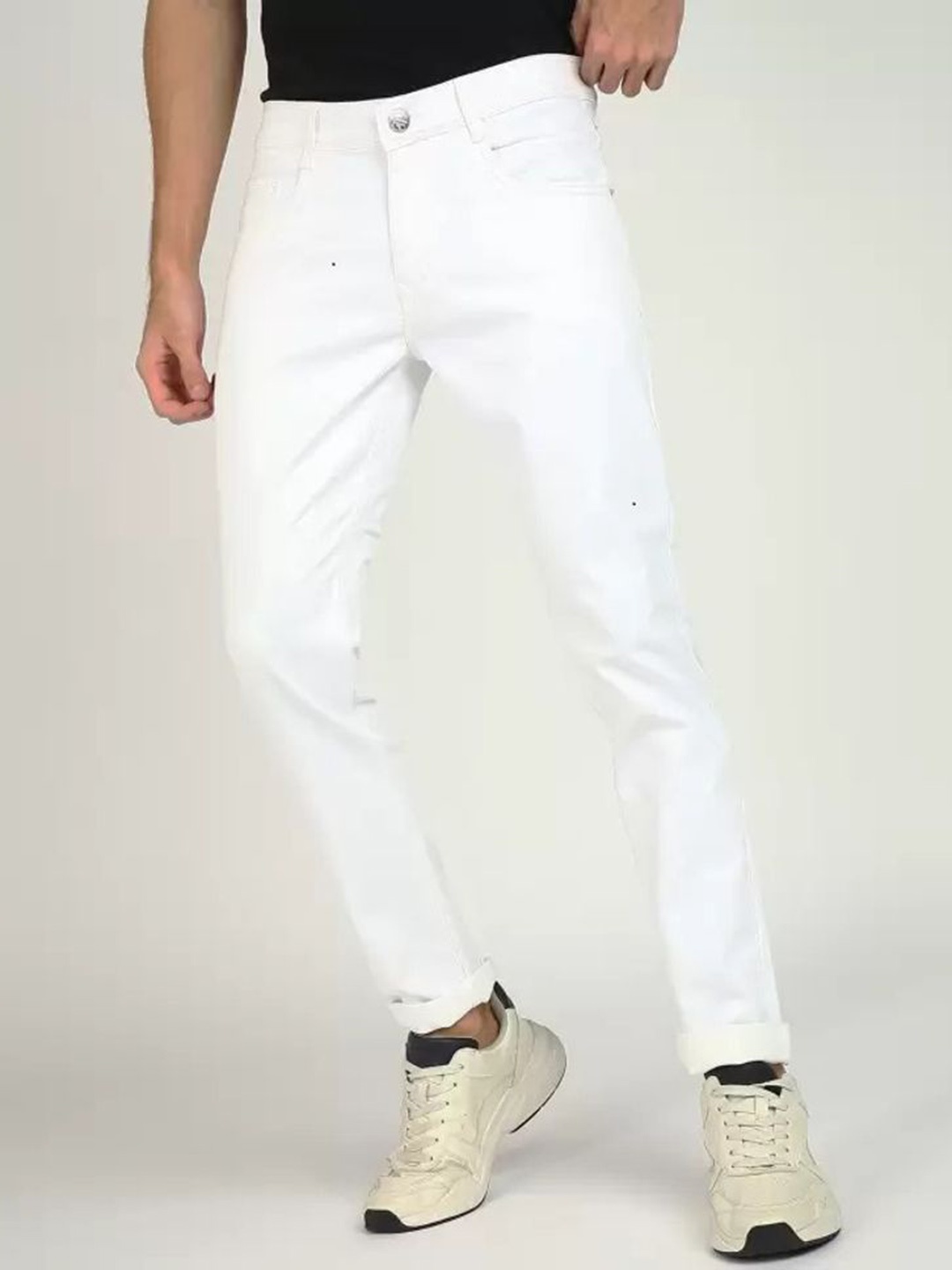 

LINARIA Men Classic Slim Fit Highly Distressed Stretchable Jeans, White