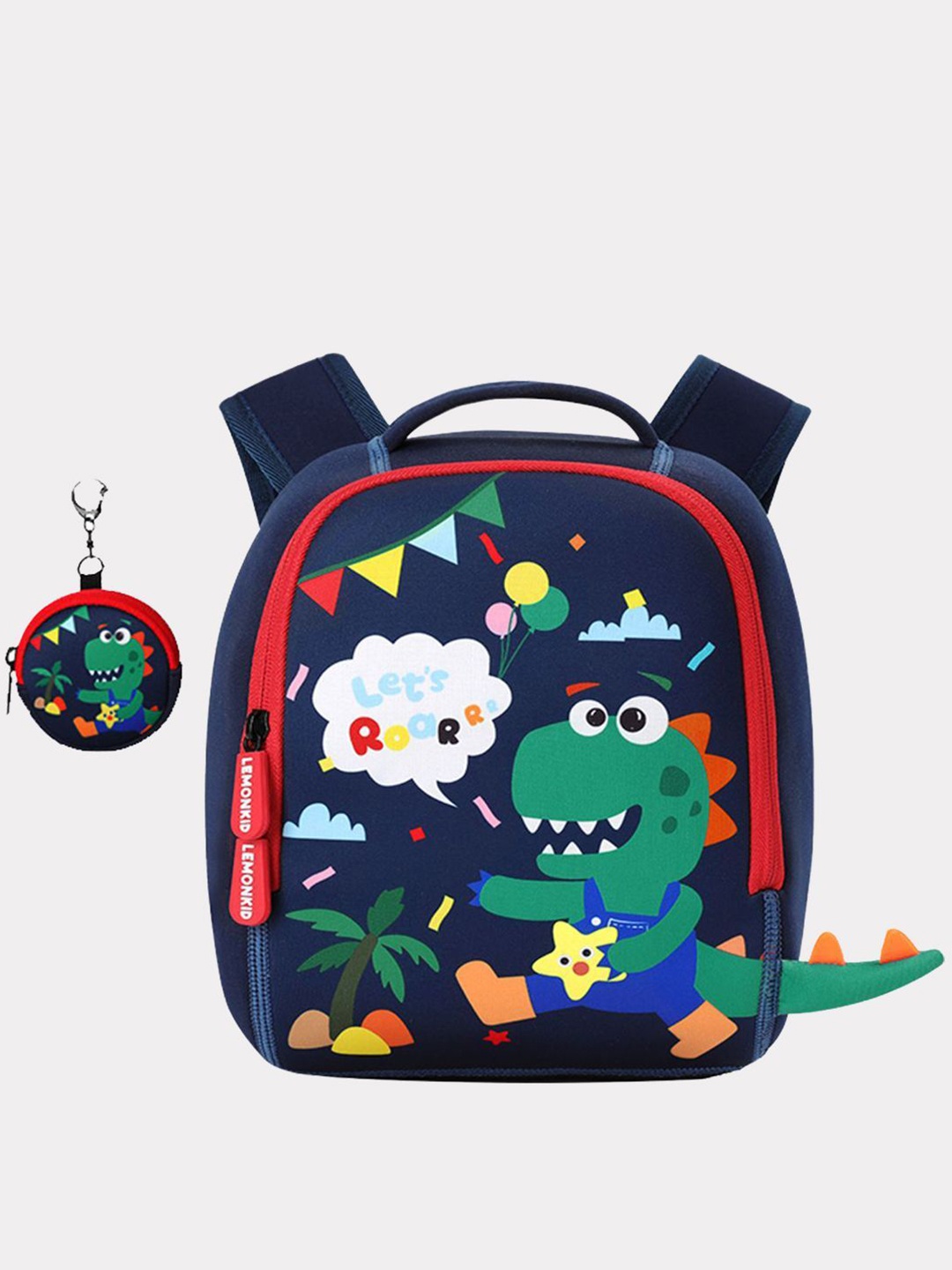 

Little Surprise Box LLP Toddlers Mini Size 3D Tail Dinosaur Nursery &Early School Backpack, Navy blue