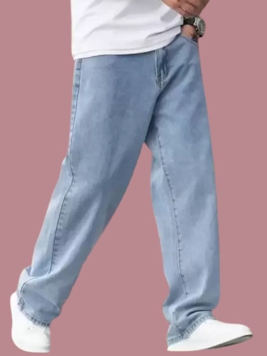 

LINARIA Men Classic Relaxed Fit Low Distress Jeans, Blue