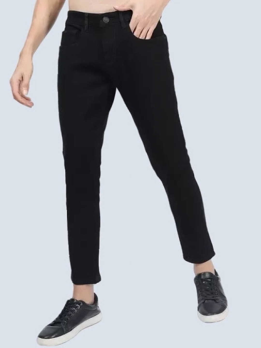 

LINARIA Men Classic Regular Fit Mid-Rise Stretchable Jeans, Black