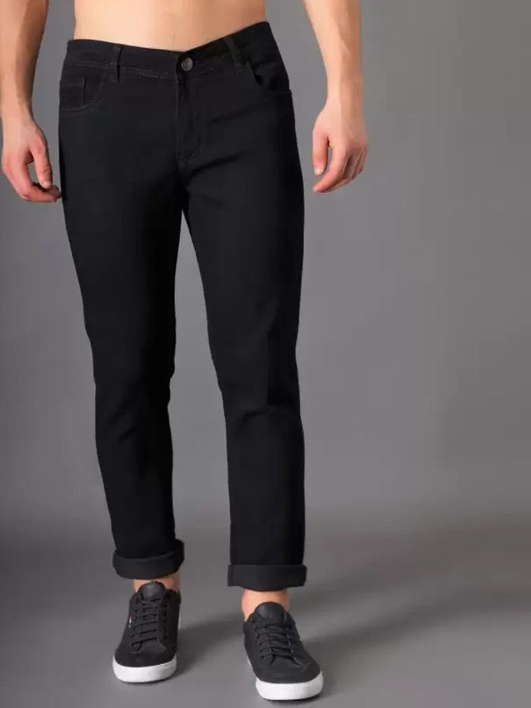

LINARIA Men Classic Clean Look Mid Rise Dark Shade Skinny Fit Stretchable Jeans, Black