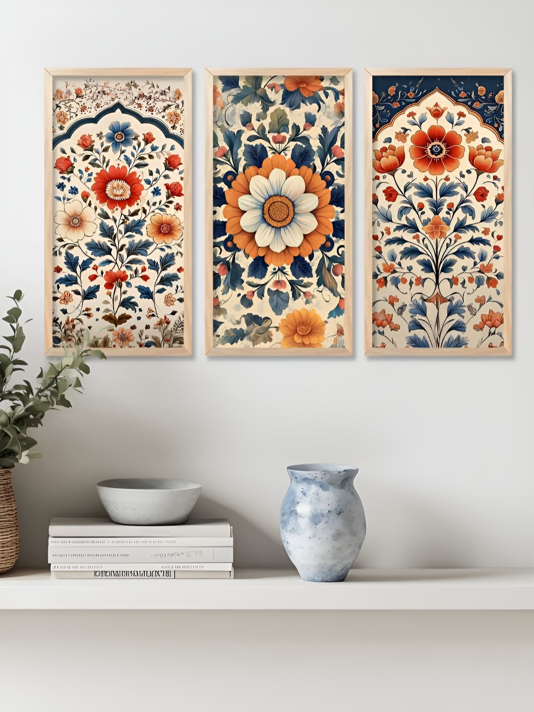 

Kotart Brown & Red 3 Pieces Floral and Botanical Wooden Wall Paintings