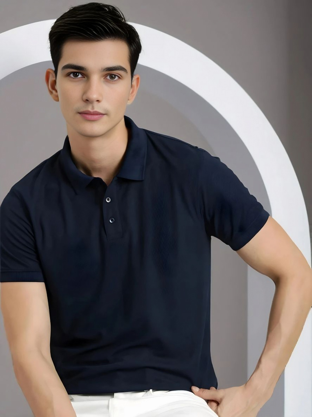 

Moda Rapido Men Polo Collar T-shirt, Navy blue