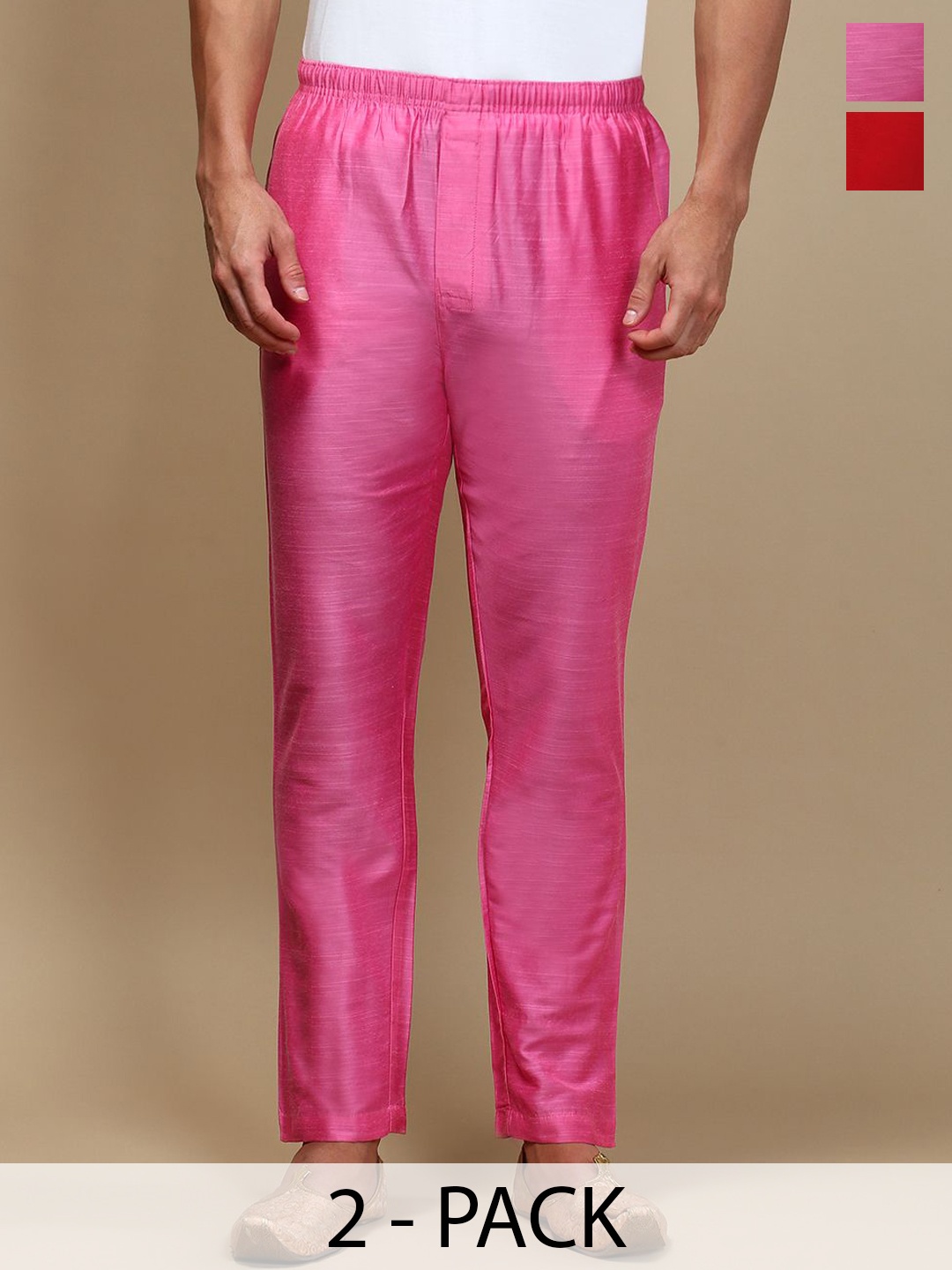 

WHITE HEART Women Pack Of 2 Mid Rise Pyjamas, Pink